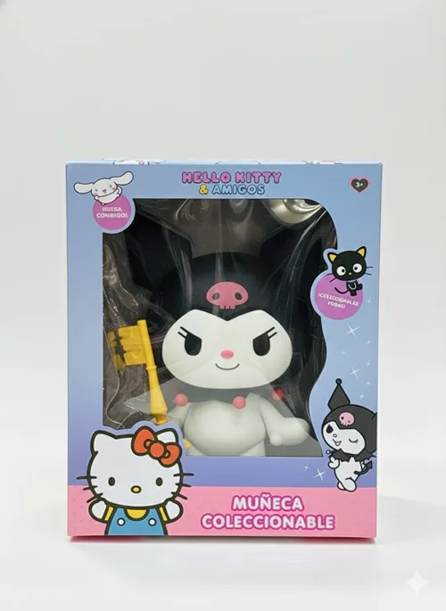 فیگور کرومی (Kuromi) طرح کلاه جمجمه ای مشکی-صورتی | اورجینال سانریو