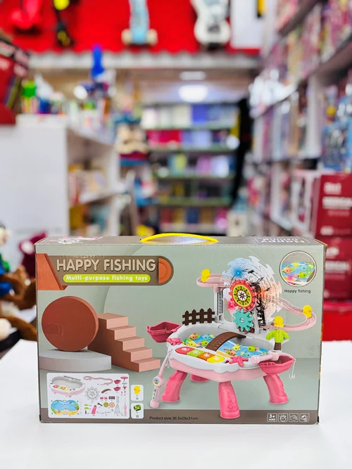 میز/ست اسباب بازی ماهیگیری چند منظوره (Happy Fishing) با چرخ دنده و آب