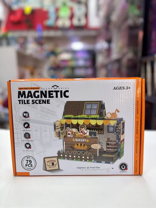 لگو مگنتی صحنه نانوایی (Bakery) سری DIY Magnetic Tile Scene | 79 قطعه